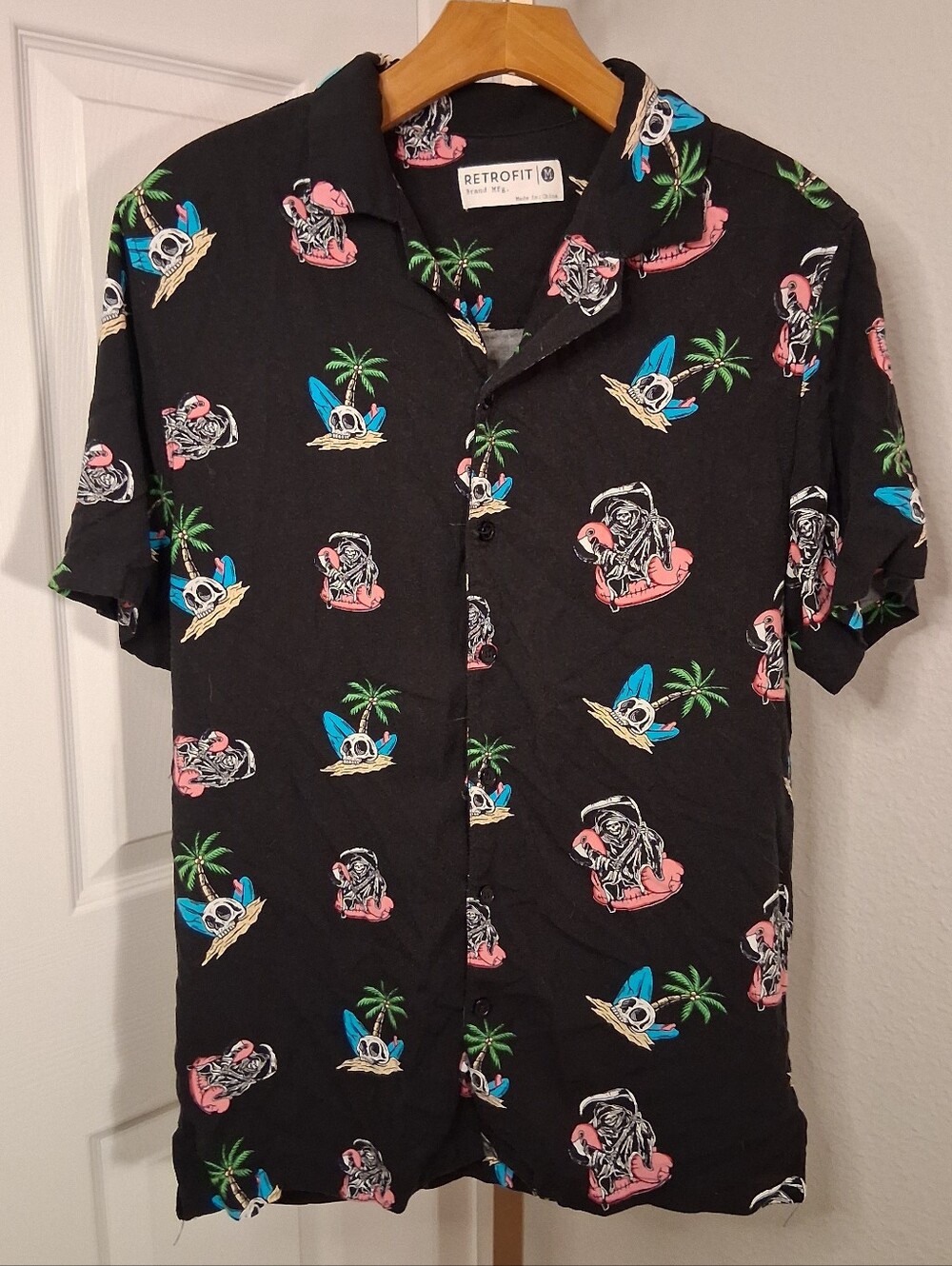 Retrofit Fun Skeleton Button Down Medium